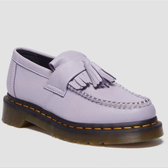 🩵NIB Dr. Martens Frosted Lavender Adrian Virginia Leather Tassle Loafers Size 8